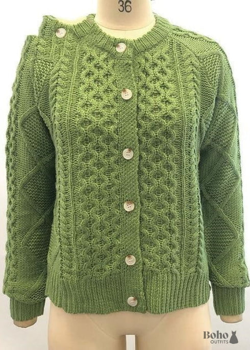 Khaki Green Sweater Jacket